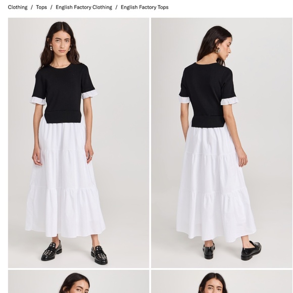 English Factory Mixed Media Short Sleeve Maxi Dress - Picture 1 of 7